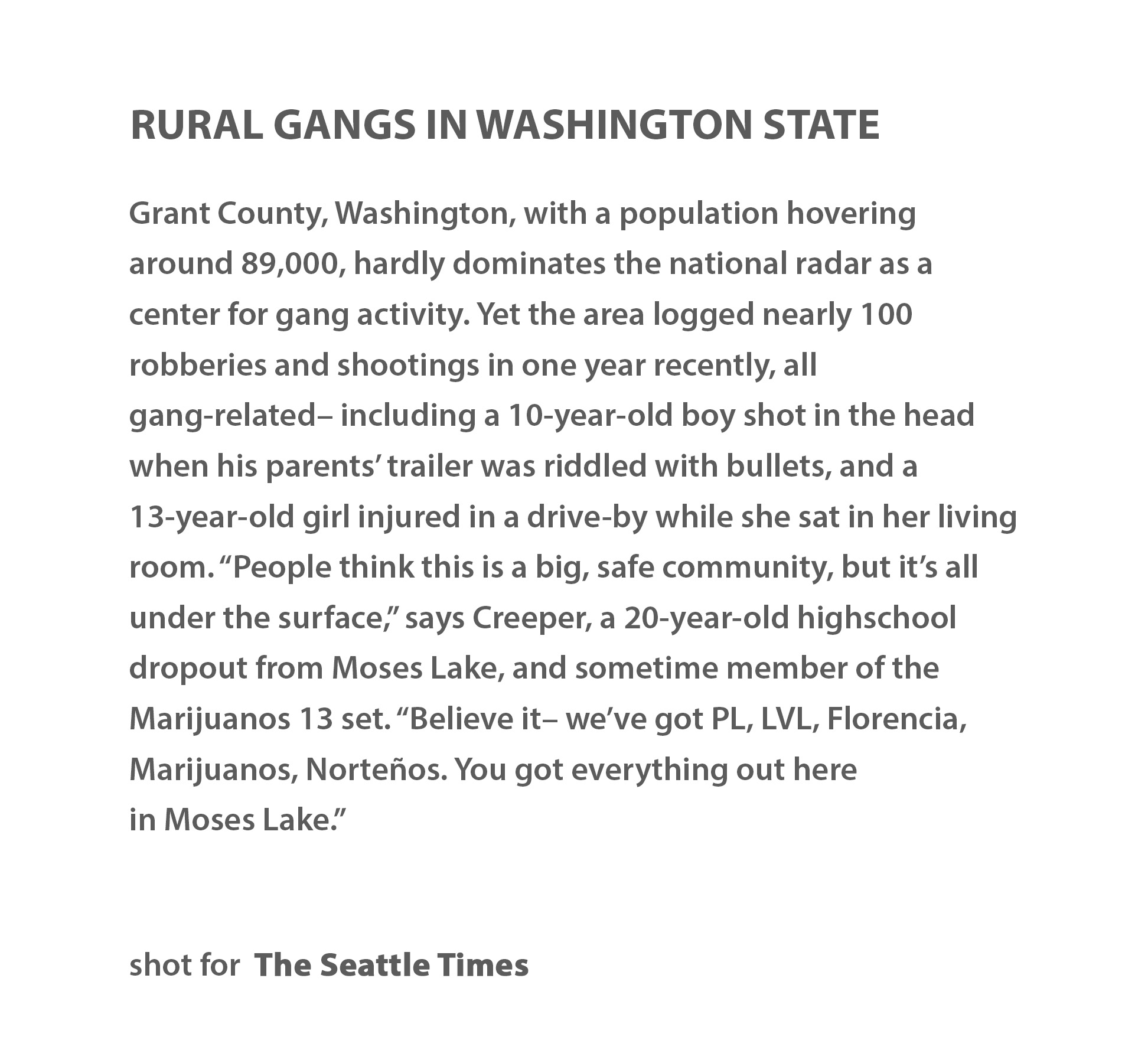 Rural gangs in Washington state by Seattle photojournalist Mike Kane editorial photographer