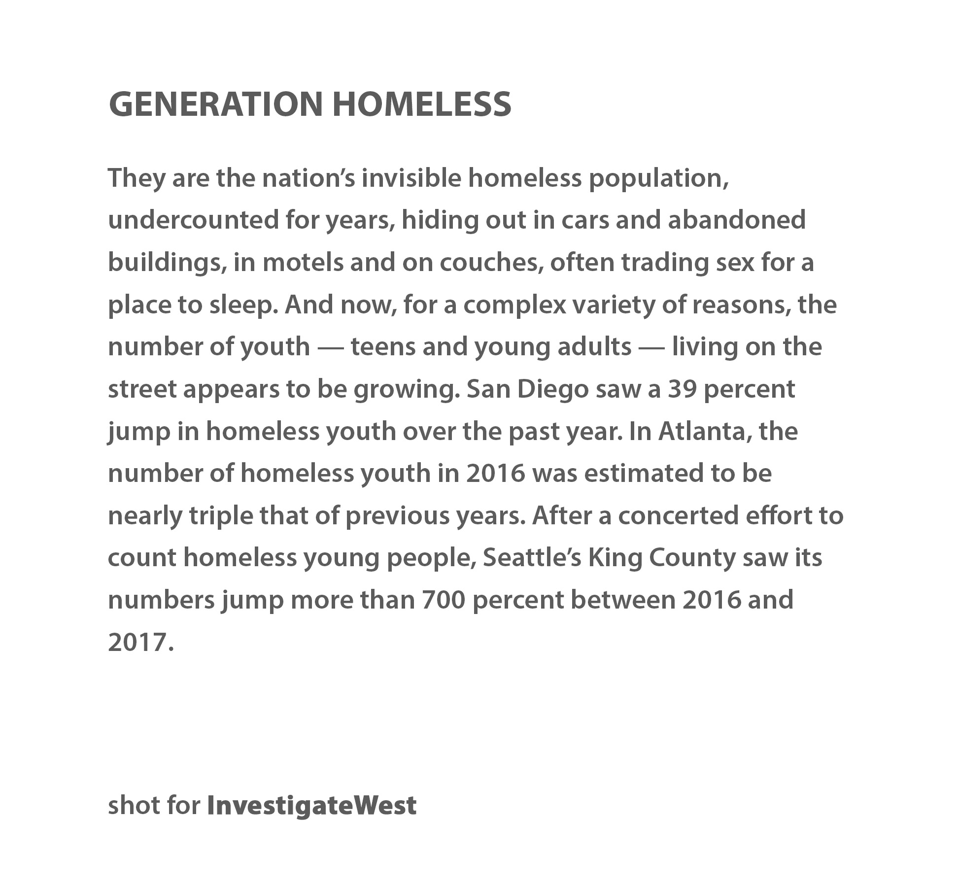 Homeless youth Seattle photojournalist Mike Kane editorial photographer